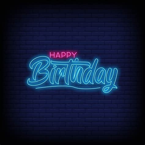Premium Vector Happy Birthday Neon Signs Text