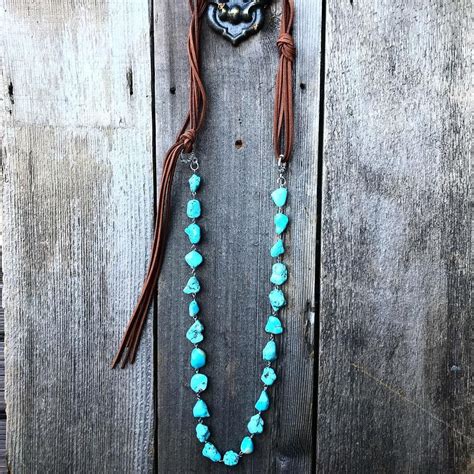 For The Love Of Turquoise Turquoise Leather Necklace Tap