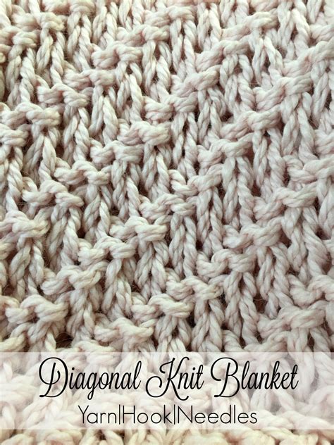 Free knitting pattern for an easy hooded baby blanket in a bulky yarn that knits up fast. Diagonal Knitted Blanket with FREE Pattern! - Yarn ...