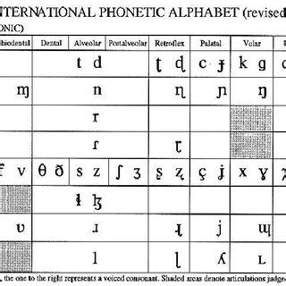 The symbol from the international phonetic alphabet (ipa), as used in phonetic transcriptions in modern dictionaries for english learners — that is, in the problem with this convention is that e in the ipa does not stand for the vowel in bed; Pulmonic Consonants from the International Phonetic ...