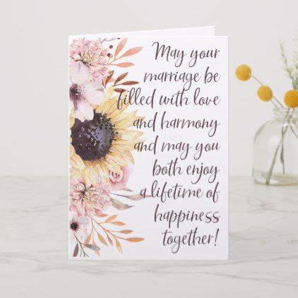 May the love you share today grow stronger as you grow old together. Vibrant Sunflowers Wedding Congratulations Card | Zazzle ...