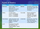 what are the types of poetry in literature