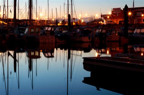 Wallpaper Reflection Water Marina Waterway Night Evening Harbor