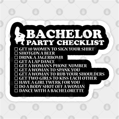Bachelor Party Checklist Bachelor Party Sticker Teepublic