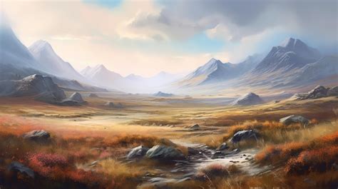 Premium Ai Image Realistic Tundra Painting Of Grand Desert Scene