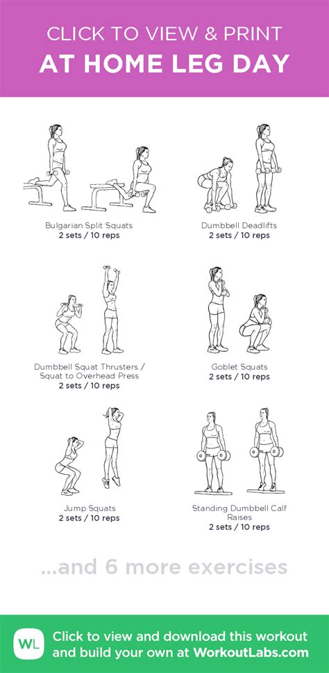 At Home Leg Day Click To View And Print This Illustrated Exercise