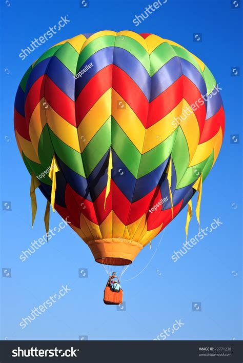 Colorful Hot Air Balloon On Blue Stock Photo 72771238