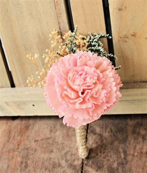 Pink Carnation Boutonniere Pink And Mint Collection Groom Etsy In