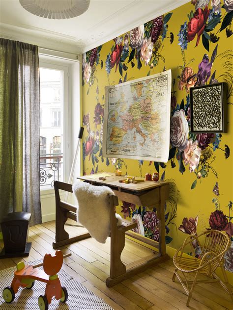 Large Dutch Floral Print Wallpaper For Modern Home Decor Or Accent Wall