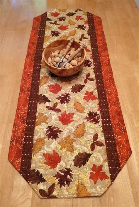 Quilted Harvest Table Runner Maple Leaf Table Runner Fall Table Decor