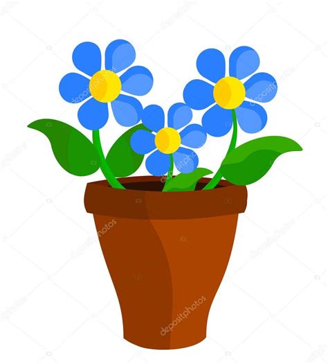 Blue Flowers In Pot — Stock Vector © Studiobarcelona 21797611
