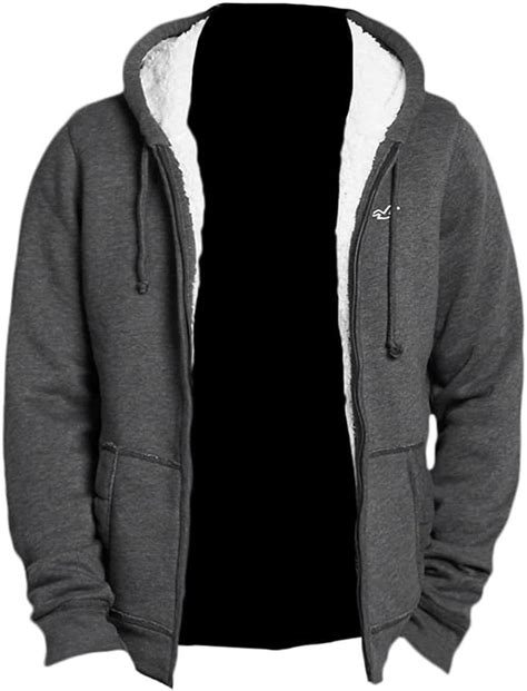 hollister men s seascape sherpa lined hoodie fleece sweatshirt hoody size xl heather grey