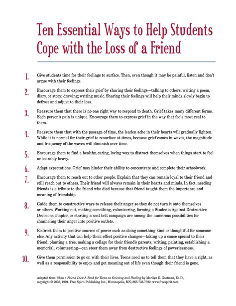 Coping Skills For Grief Worksheets