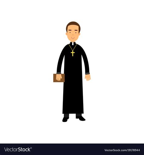 Cartoon Priest Character Wearing Traditional Black