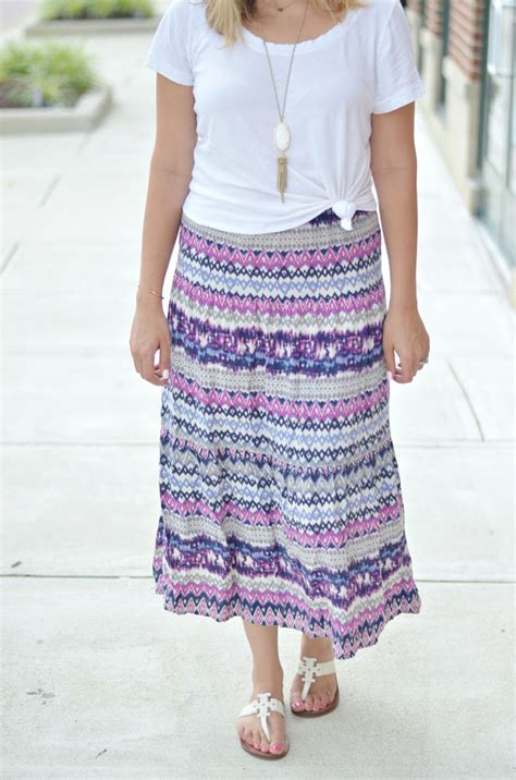 Patterned Maxi Skirt Outfit By Lauren M