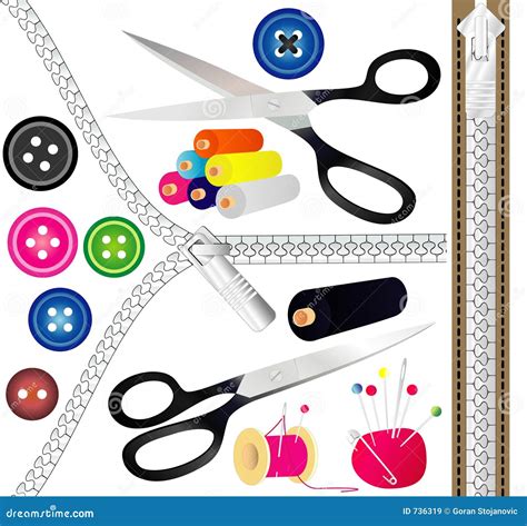 Sewing Tools Kit Line Vector Icons 87440681