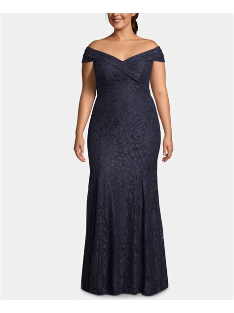 Xscape Womens Navy Lace Sleeveless Full Length Evening Dress Plus Size 14w Ebay