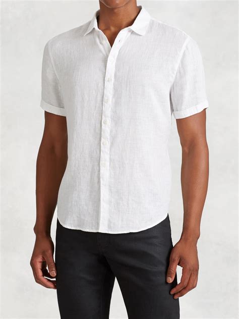 Lyst John Varvatos Linen Short Sleeve Shirt In White For Men