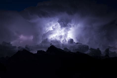 Landscape Mountains Night Nature Photography Lightning Storm