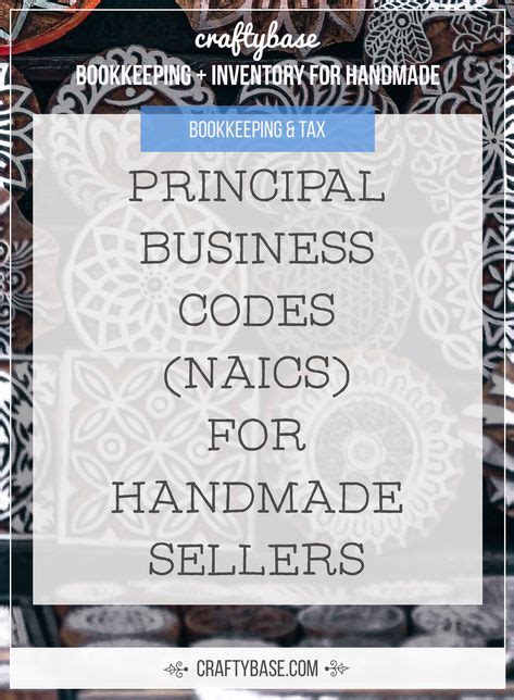 Principal Business or Professional Activity Codes (NAICS) for handmade
