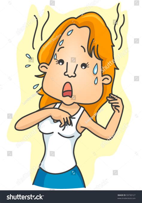 Woman Sweating Profusely Vector Stock Vector 59730127
