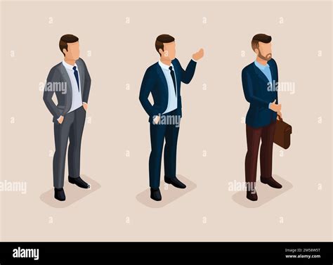 Isometric Quality People With The Study Of Details Set Business
