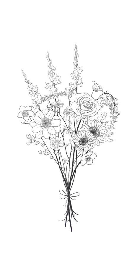 Bouquet Tattoo Design By Elizabeth Lowe Flower Drawing Flower