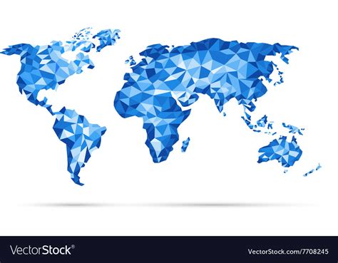 World Map Polygonal Precision Low Poly Blu Vector Image