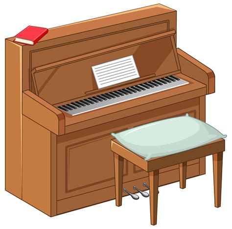 Brown Piano In Cartoon Style On White Background 1236375 Vector Art At