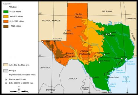 Fichiermap Relief Texas — Wikipédia Texas Elevation Map Printable Maps