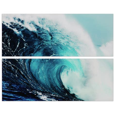 Empire Art Direct Blue Wave 1 & 2 Frameless Free Floating ...