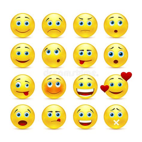 Collection Of Smilies With Different Emotions Vector Emotional Face