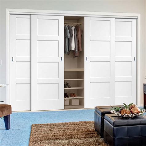 Four Sliding Maximal Wardrobe Doors And Frame Kit Shaker 4p Door Whi