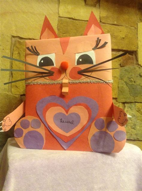 Cat Valentine Box Made From Construction Paper Valentine Day Boxes