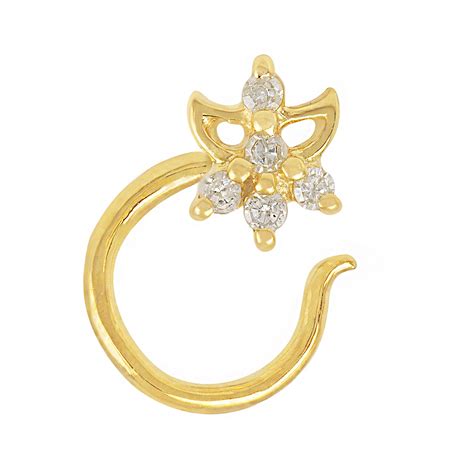 Buy Diamond Studded 925 Sterling Silver Gold Nose Pin From Allure