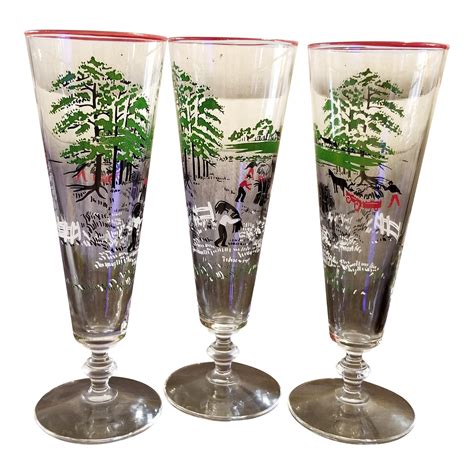 Vintage 1940s Libbey Currier And Ives Pilsner Glasses Set Of 3 Chairish