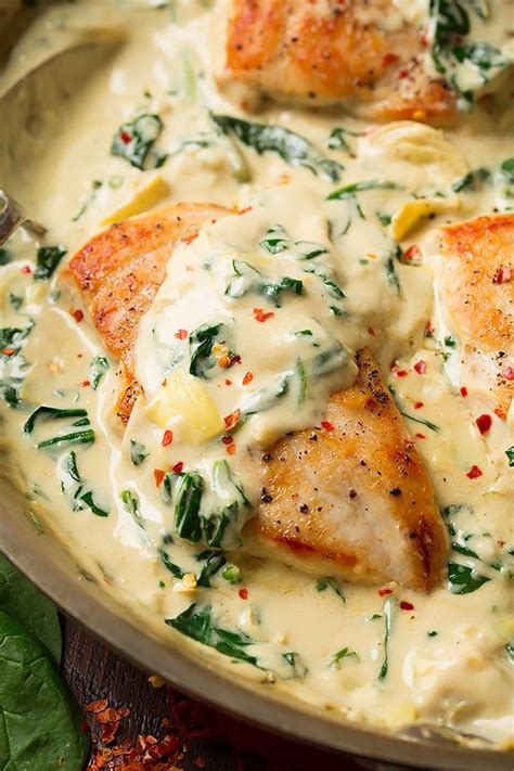 Skillet Chicken With Creamy Spinach Artichoke Sauce Cooking Classy