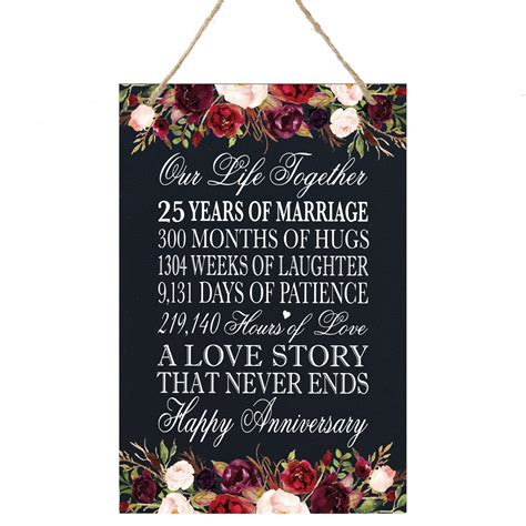 Lifesong Milestones 25th Anniversary Rope Sign Home Decor For Couples