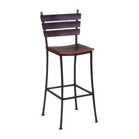 An Outdoor Bar Stool With A Wooden Seat And Back Support Barstool Made