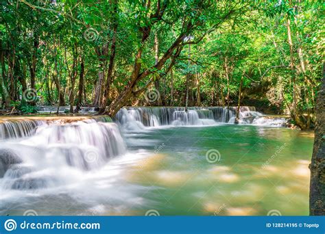 Huay Mae Kamin Waterfall At Kanchanaburi In Thailand Stock
