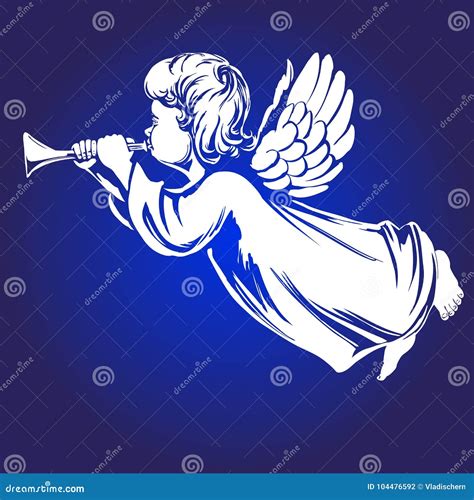 El ángel Vuela Y Toca La Trompeta Símbolo Religioso Del Bosquejo