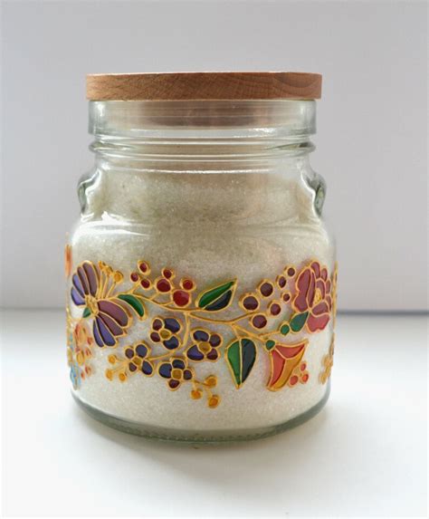 Painted Glass Jars With Lids Glass Pot Coffee Jar Tea Coffee Etsy