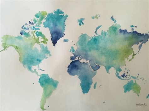 Image Result For World Map Watercolor Water Color World Map Map
