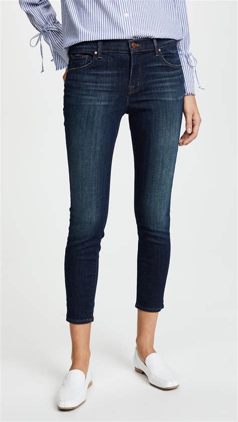 Lyst J Brand Mid Rise Crop Jeans In Blue