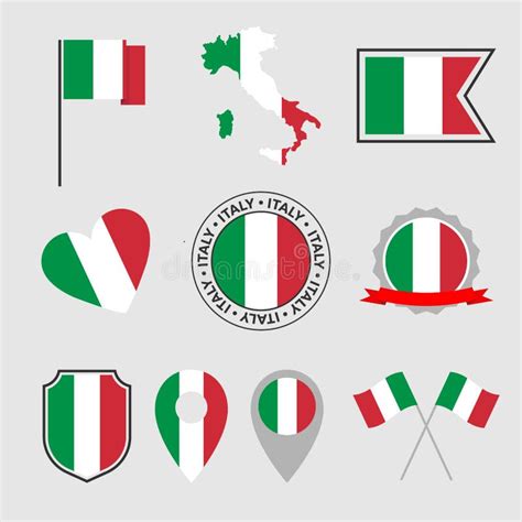 Iconos De La Bandera Italia Establecen El S Mbolo De La Bandera