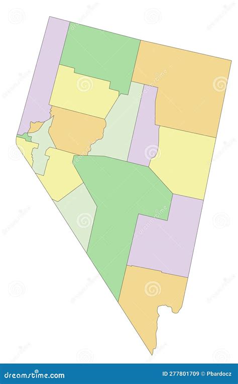 Nevada Map Political Map Of Nevada With Boundaries In Outline Vector