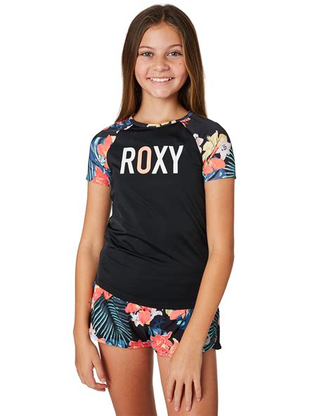 Roxy Kids Girls Island Trip Ss Rashvest True Black Surfstitch