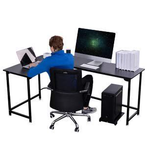 Multiple drawers and cabinets increase overall storage capacity of commercial or. Contemporary L Shaped Black Corner Computer Desk for Home ...