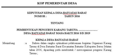 Format/Contoh Sk Karang Taruna Desa/Kelurahan - Munaz Bagus