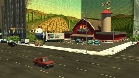 In Toy Story 2 Als Toy Barn Is Set Against A Backdrop Made By